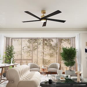 64 in. Integrated LED Indoor/Outdoor Ceiling Fan with Light Kit and Remote Control, 5-Blade Gold Housing Ceiling Fans