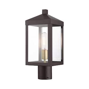 Creekview 15 in. 1-Light Bronze Cast Brass Hardwired Outdoor Rust Resistant Post Light with No Bulbs Included