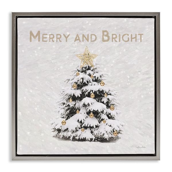 Stupell Industries Merry and Bright Scene by Lori Deiter 1-Piece Floater Frame Graphic Print Typography Poster Art Print 25 in. x 25 in.
