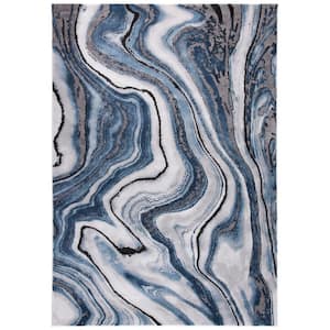 Craft Blue/Gray 2 ft. x 4 ft. Marbled Abstract Area Rug