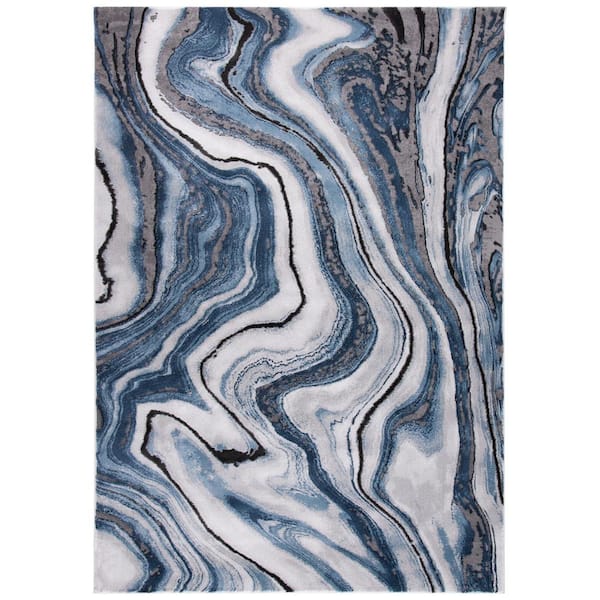 SAFAVIEH Craft Blue/Gray Doormat 2 ft. x 4 ft. Marbled Abstract Area Rug