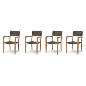 Clairene Stacking Teak Outdoor Dining Armchair (Set of 4)