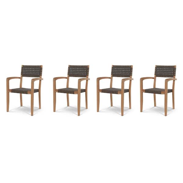 Unbranded Clairene Stacking Teak Outdoor Dining Armchair (Set of 4)