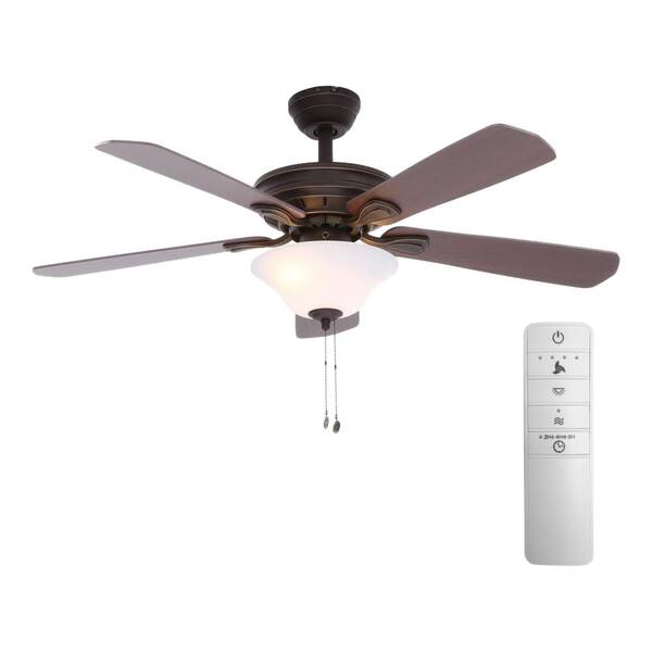 Hampton Bay Wellston 44 in. LED Indoor Oil Rubbed Bronze Smart Ceiling Fan with Light Kit and WINK Remote Control