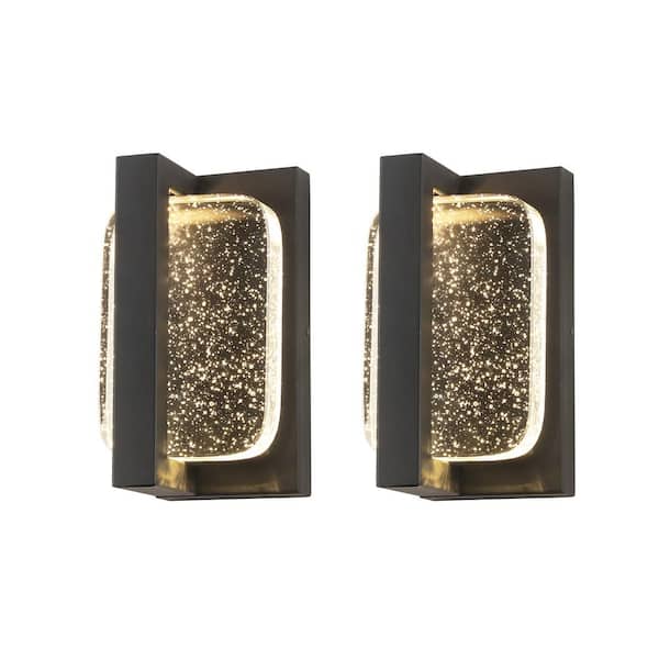 Jushua 1-Light Matte Black not Motion Sensing LED Outdoor Hardwired Wall Lantern Sconce with No Bulbs Included (2-Pack)