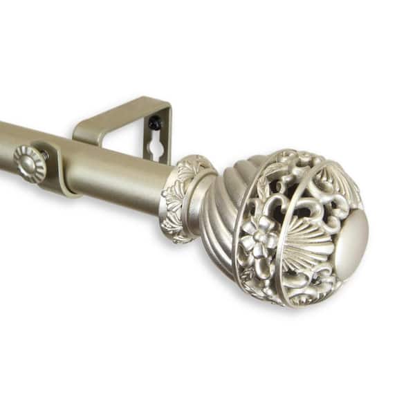 Rod Desyne Lanette 160 in. - 240 in. Adjustable 1 in. Dia Single Curtain Rod in Light Gold