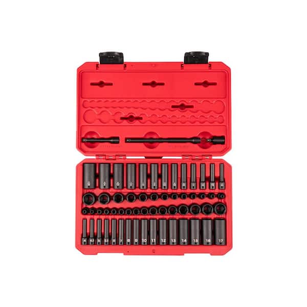 TEKTON 1/4 in. Drive 6-Point Impact Socket Set with Case, 61-Piece (5/32-11/16 in., 4-17 mm)
