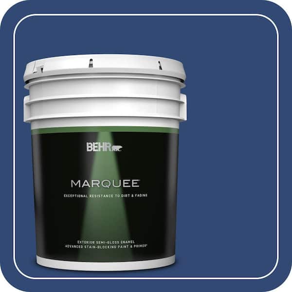 BEHR MARQUEE 5 gal. #S-H-580 Navy Blue Semi-Gloss Enamel Exterior Paint & Primer