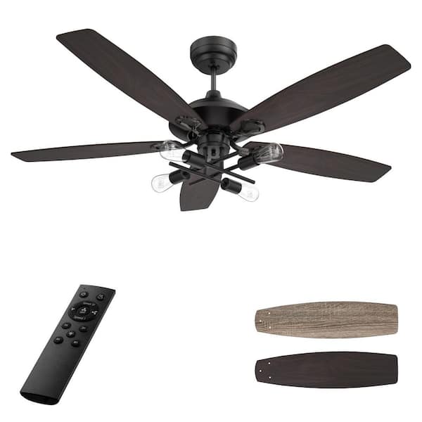 CARRO Keller 52 in. LED Indoor Black DC Motor Ceiling Fan with Light Kit and Remote Control Included