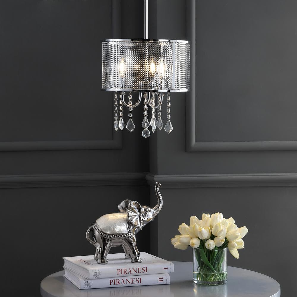 Avah 13" Chrome Polished Crystal Globe LED Pendant