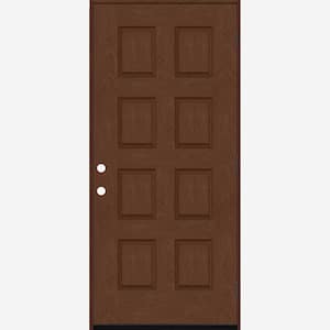 Regency 42 in. x 96 in. 8-Panel LHOS Chestnut Stain Mahogany Fiberglass Prehung Front Door