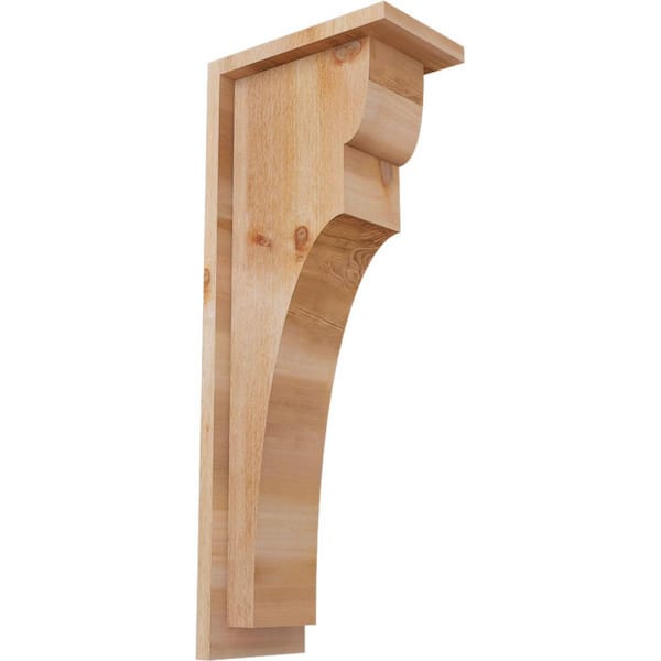 Ekena Millwork 6 in. x 10 in. x 26 in. Western Red Cedar Yorktown Rough Sawn Corbel with Backplate