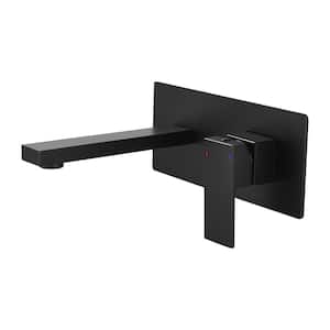 Single-Handle Wall Mounted Faucet for Bathroom with Deck Plate Included in Matte Black