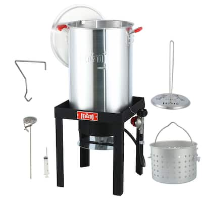 Barton 64 Qt. X-Large Outdoor Aluminum Turkey Deep Fryer Pot and Burner Kit  99906-H - The Home Depot