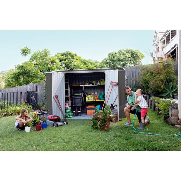 Premier 10 ft. x 5 ft. Galvanized Steel Shed in Woodland Gray with SNAPTiTE assembly system (50 sq. ft.)