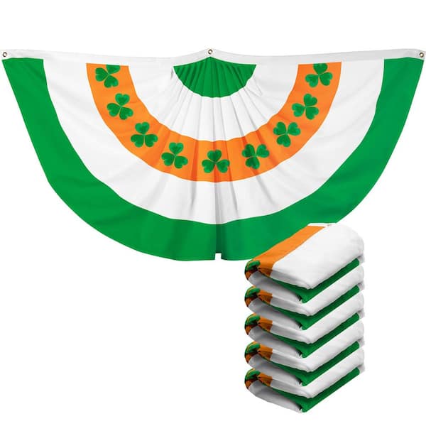 G128 3 ft. x 6 ft. Printed Polyester Ireland Fan Flag with Canvas Header Brass Grommets (5-Pack)