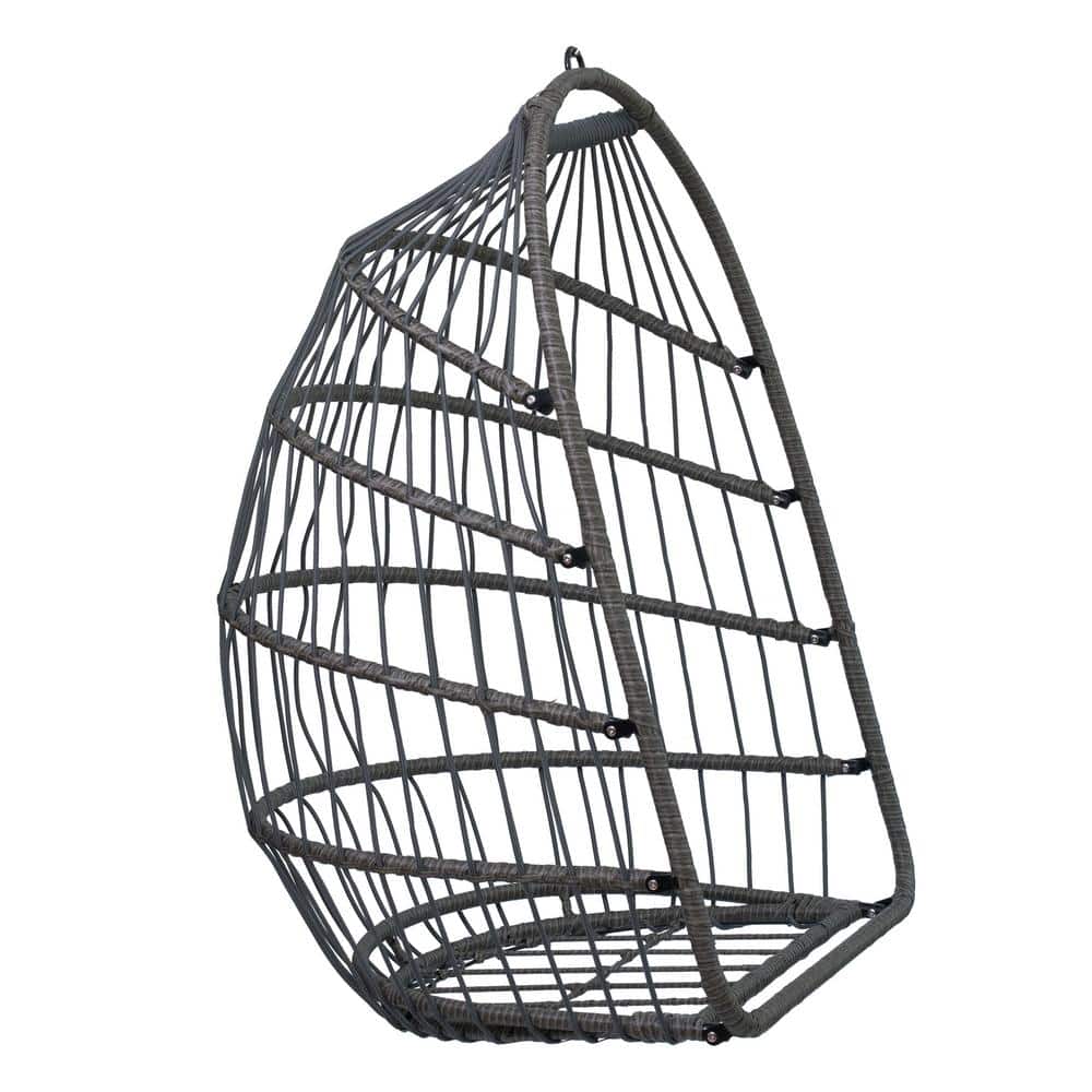 Outdoor Patio Adjustable Height Wicker Egg Chair Folding OutdoorRocking Chair with Stand, Gray Cushion and Pillow price history on PriceWatchPro