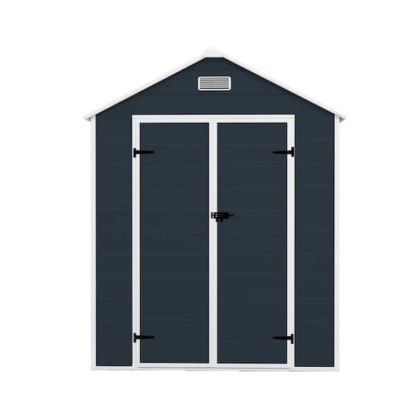 6 ft. x 6 ft. Resin Storage Shed with HD Windows, Door PadLock Compatible and All Weather Proof Shed in Dark Gray