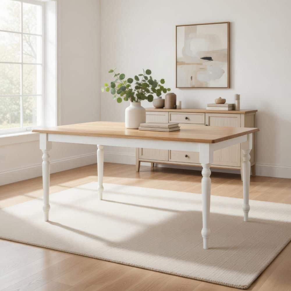 Benjara Brown and White Marble Top 4-Legs Base Grained Rectangular ...