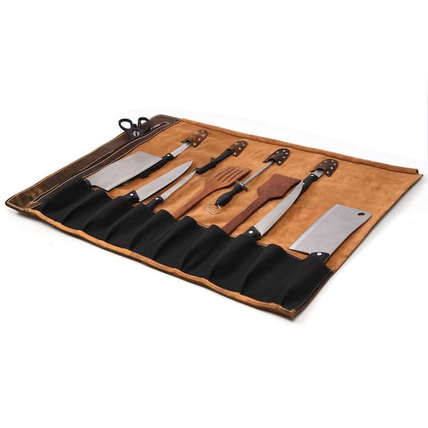 Brown Leather Chef's Knife Roll - USA Amish Made – Yoder Leather Company