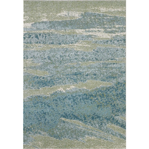 Kas Rugs Illusions Ocean Mist 8 ft. x 10 ft. Abstract Area Rug