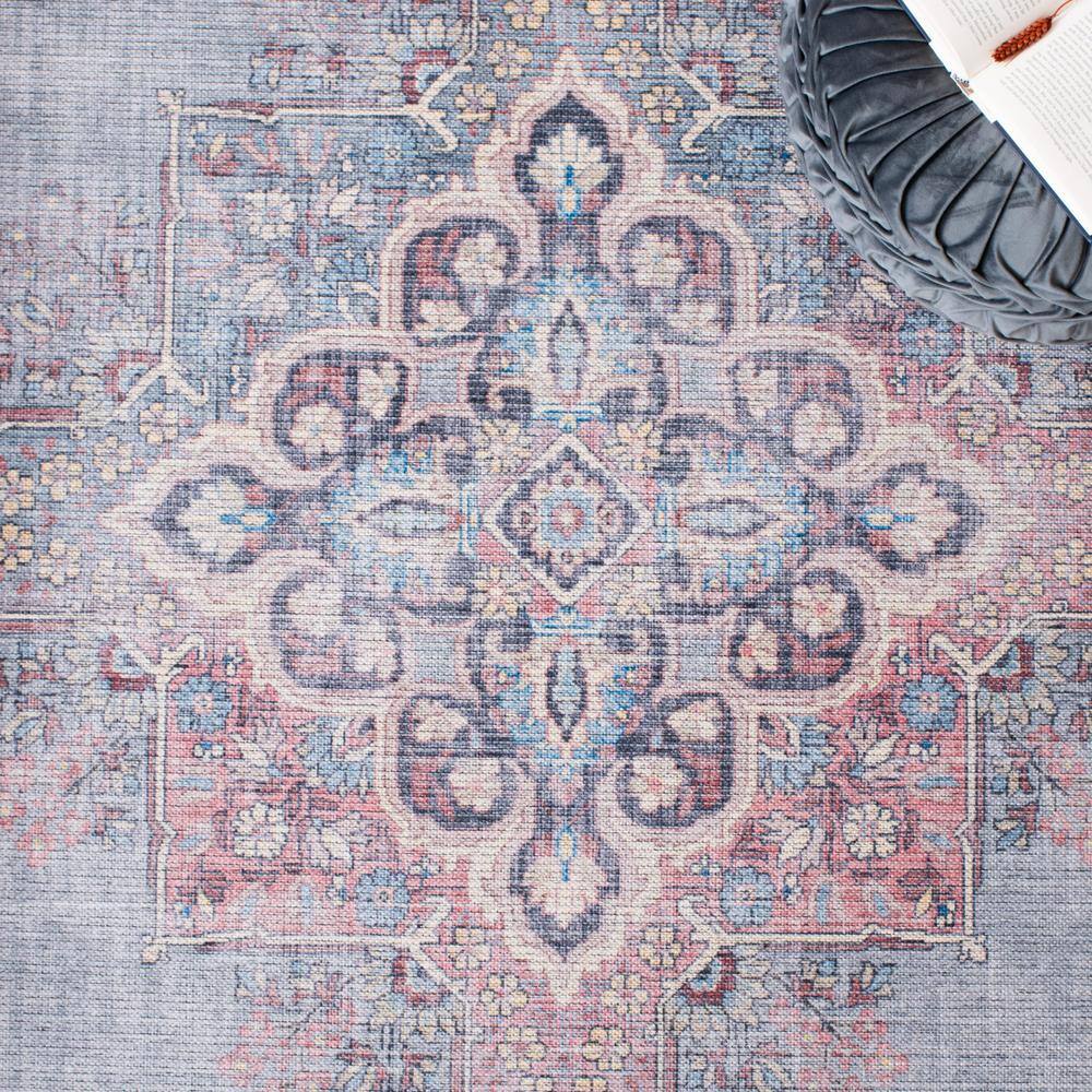 Serapi Ivory and Blue Rectangular Viscose Chenille Area Rug