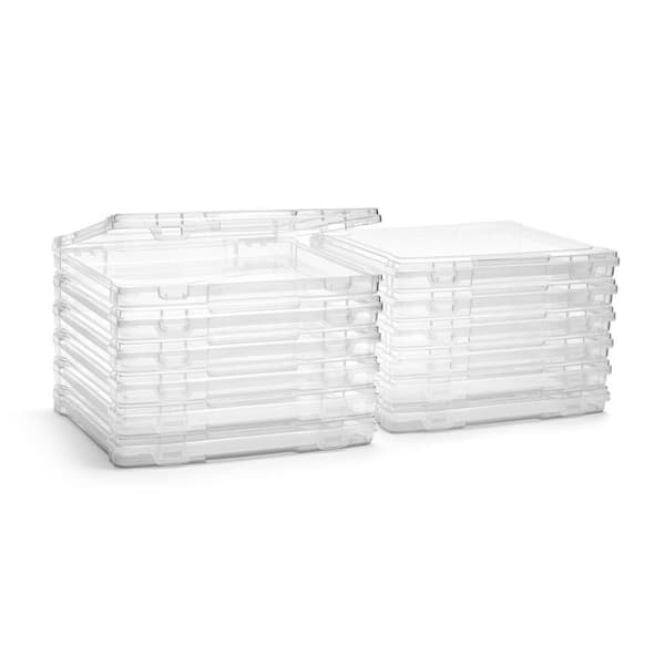 Stackable Snap-Tight Storage Containers Clear 12.2 in. W x 1.6 in. H Plastic Desk Accessories (12-Pack)