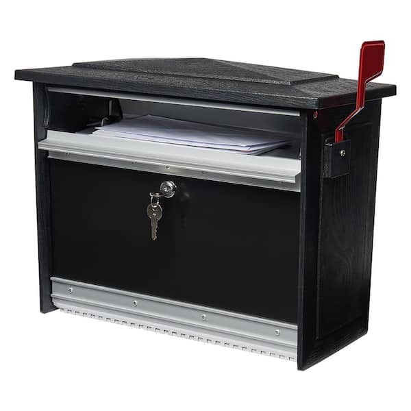 Mailsafe Medium, Aluminum, Locking, Wall-Mount Mailbox, Black Mailsafe Medium, Aluminum, Locking, Wall-Mount Mailbox, Black