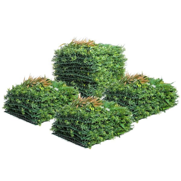 Garvee 20 in. x 20 in. Green Artificial Leaf Moss Hedge Panel, 12-Pieces Greenery Artificial Grass Wall Panels Decor