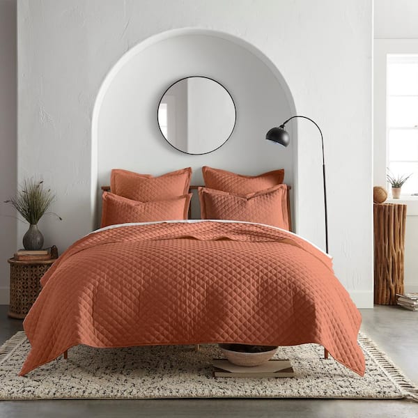 LEVTEX HOME Austin Clay 3-Piece Diamond Linen/Cotton Full/Queen Quilt Set