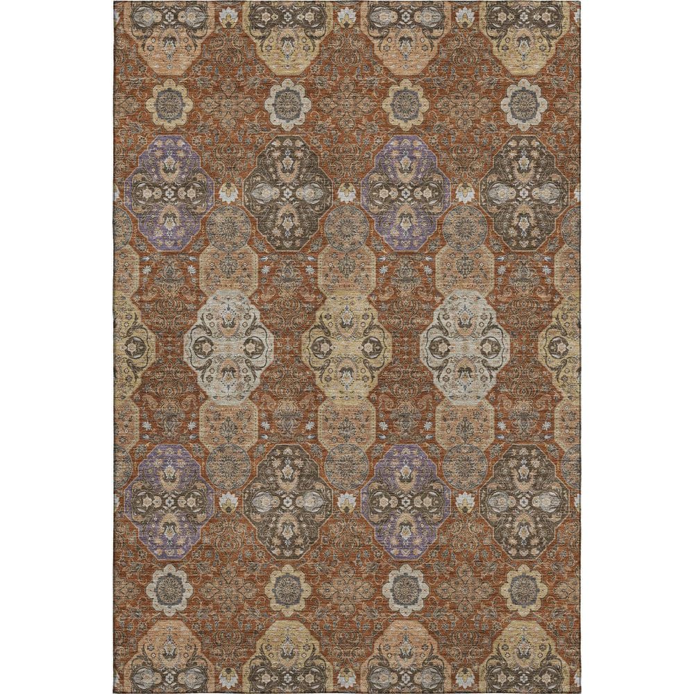 Mayfield Premium Machine Washable Abstract AMF2484 Paprika 8 ft. x 10 ft. Area Rug price history on PriceWatchPro