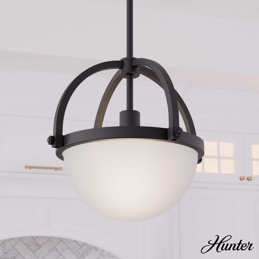 Wedgefield 60-Watts 1-Light Matte Black Island Pendant Light with Frosted Glass Shade, Bulb Not Included price history on PriceWatchPro