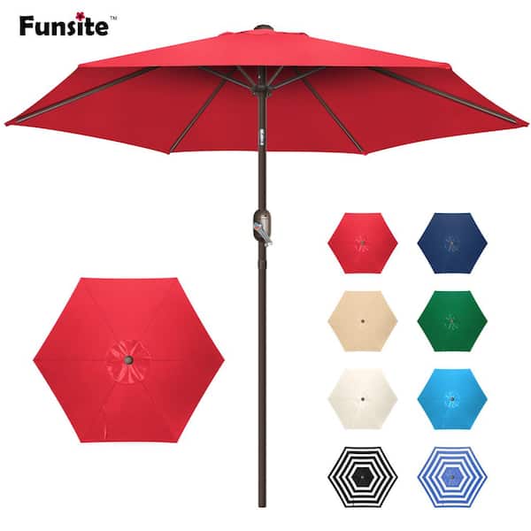 7.5ft Outdoor Market Patio Umbrella in Red with Push Button Tilt
