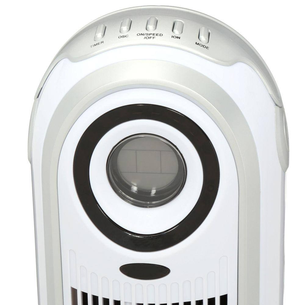 White and Silver Remote Controlled Oscillating Tower Fan