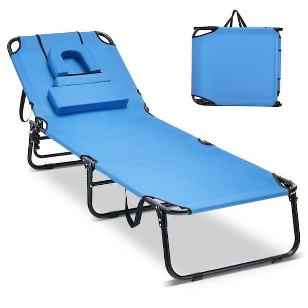 LIVIZA 1-Piece Blue Metal Beach Outdoor Chaise Lounge