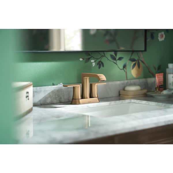 Genta 4 in. Centerset Double-Handle Bathroom Faucet in Bronzed Gold