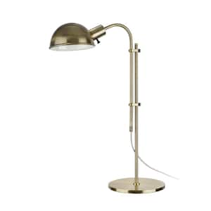 27 in. Satin Nickel Desk Lamp with Metal Lamp Shade and Adjustable Height