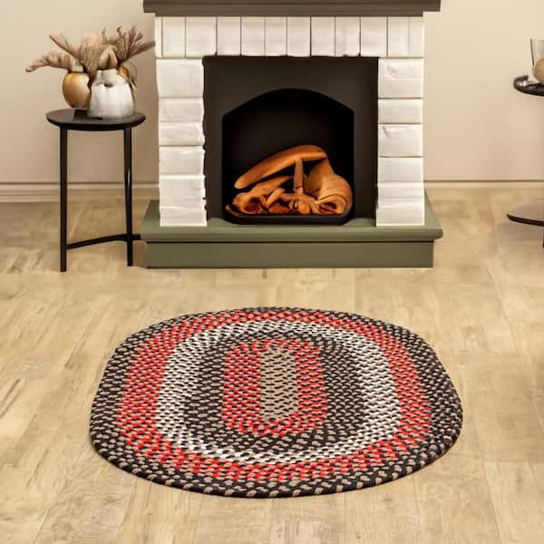 Super Area Rugs Braided Farmhouse Red 5 ft. x 7 ft. Oval Cotton Area Rug  SAR-RST01A-RED-5X7 - The Home Depot