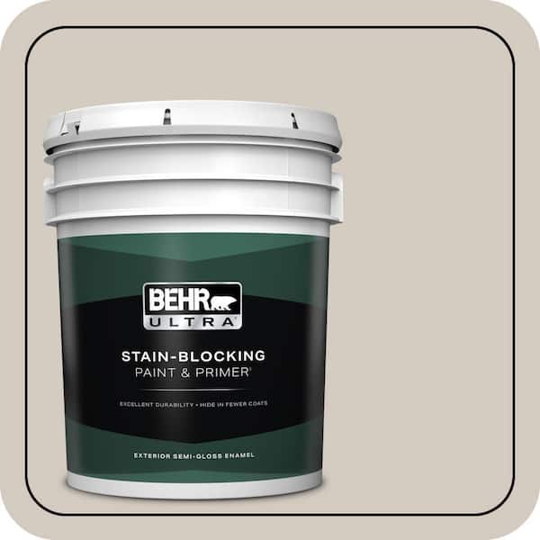 BEHR ULTRA 5 gal. #N220-2 Ashen Tan Semi-Gloss Enamel Exterior Paint & Primer