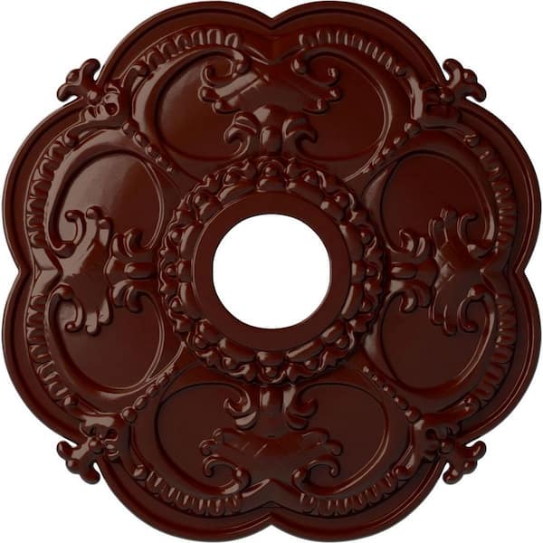 Ekena Millwork 1-1/2" x 18" x 18" Polyurethane Rotherham Ceiling Medallion, Brushed Mahogany