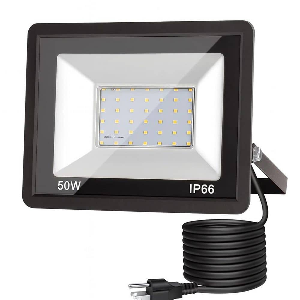 50-Watt Black Plug-In Integrated LED Landscape Flood Light with Dusk to Dawn, IP66 Outdoor Light for Yard and Garage price history on PriceWatchPro