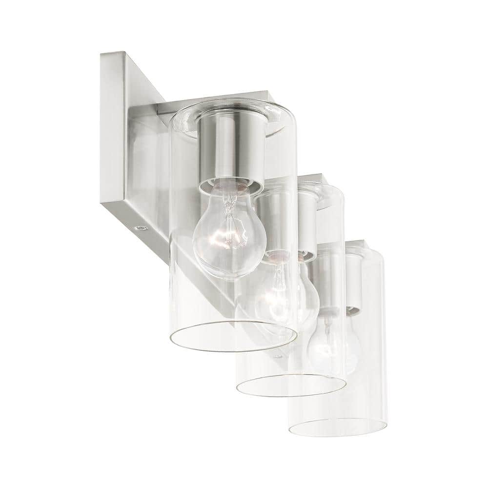 Zurich Collection 3-Light Brushed Nickel Vanity with Clear Glass
