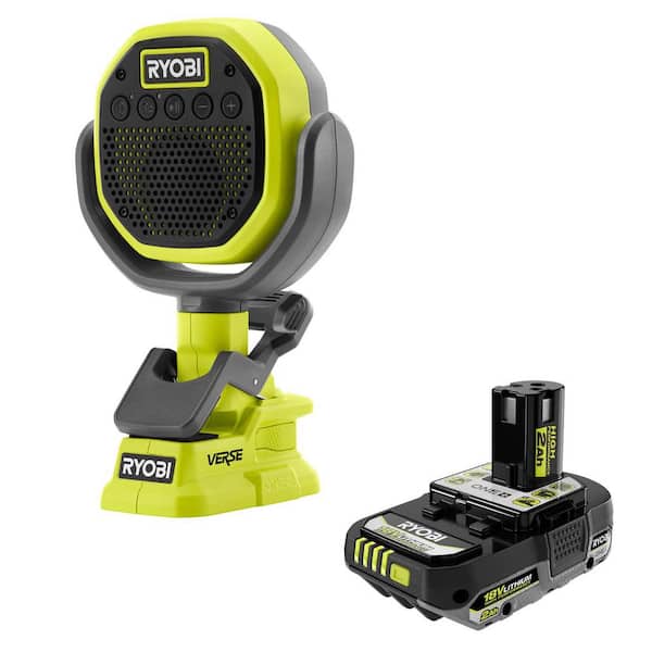 ONE+ 18V Cordless VERSE Clamp Speaker and ONE+ 18V 2.0 Ah Lithium-Ion HIGH PERFORMANCE Battery