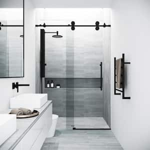 Elan 44 to 48 in. W x 74 in. H Frameless Sliding Shower Door in Matte Black with 3/8 in. (10 mm) Clear Glass