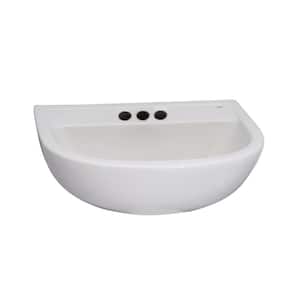 Compact Wall-Mounted Bathroom Sink in White