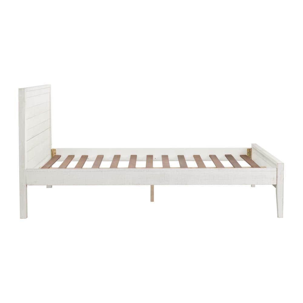 Driftwood White Pine Full Platform Bed with Drawer and Slats