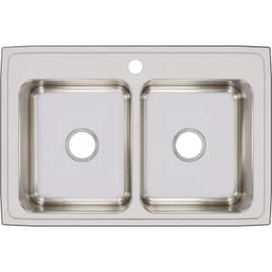 Lustertone 33 in. Drop-in Double Bowl 18-Gauge Stainless Steel Kitchen Sink Only