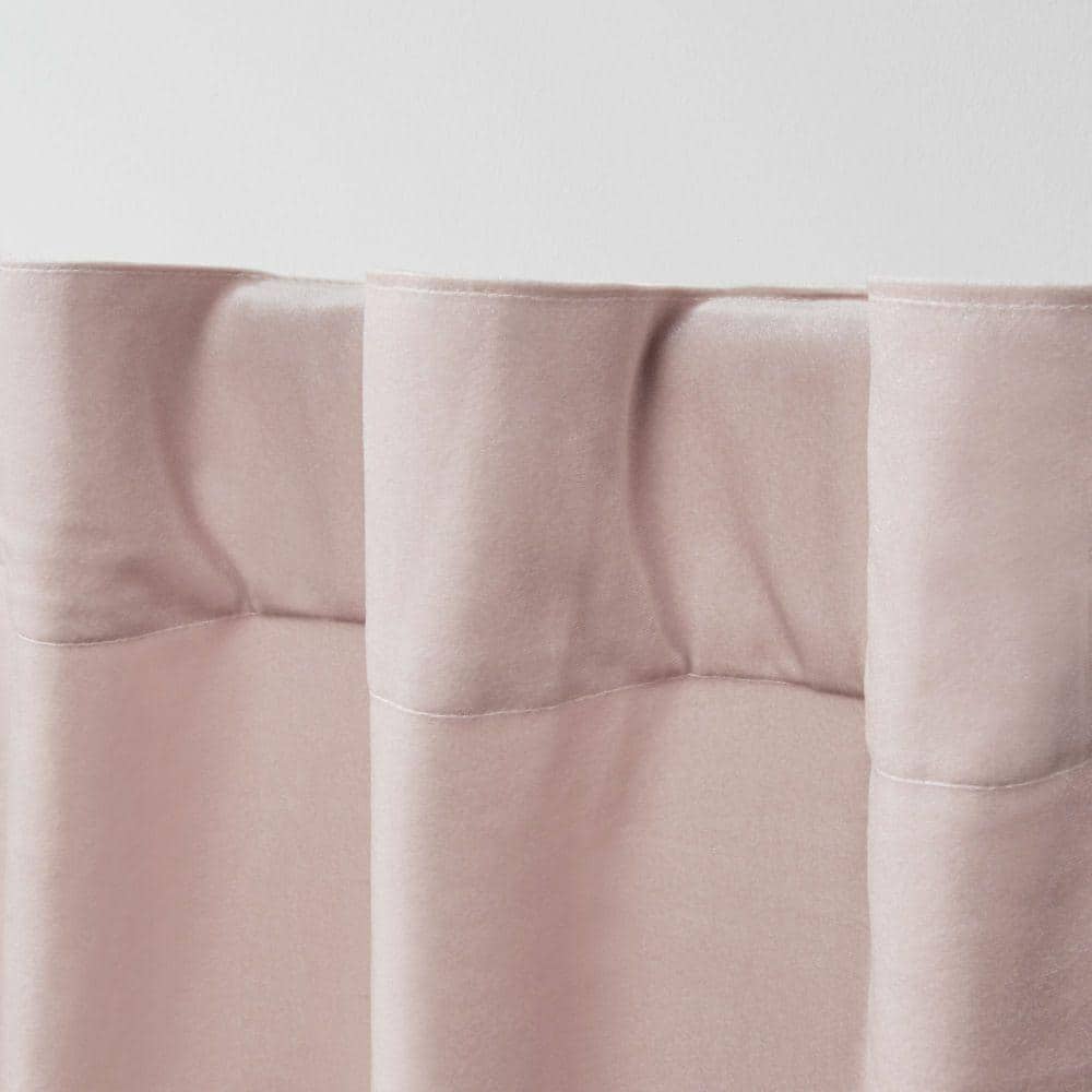 Blush Velvet Light-Filtering Pleated Curtain Panels, 52"x84"