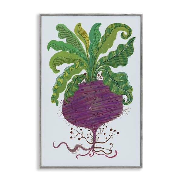 Stupell Industries Stylized Beetroot Vegetable by Kay Widdowson Gray Framed Food Giclee Art Print 24 in. x 16 in.