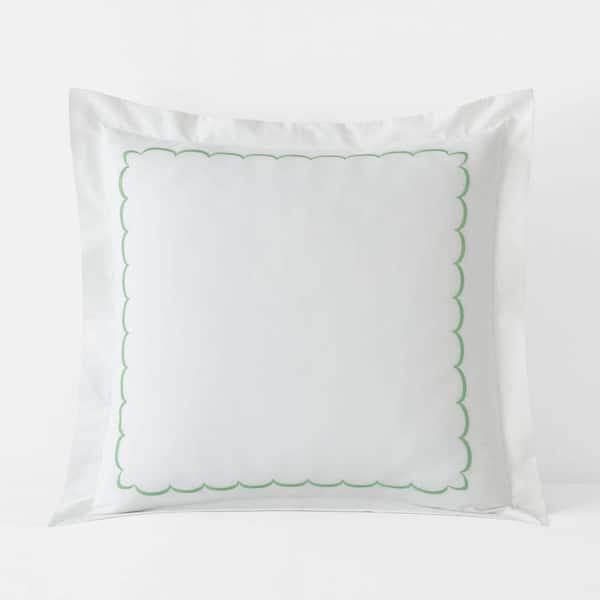 Company Cotton Scallop Green Cotton Percale Euro Sham